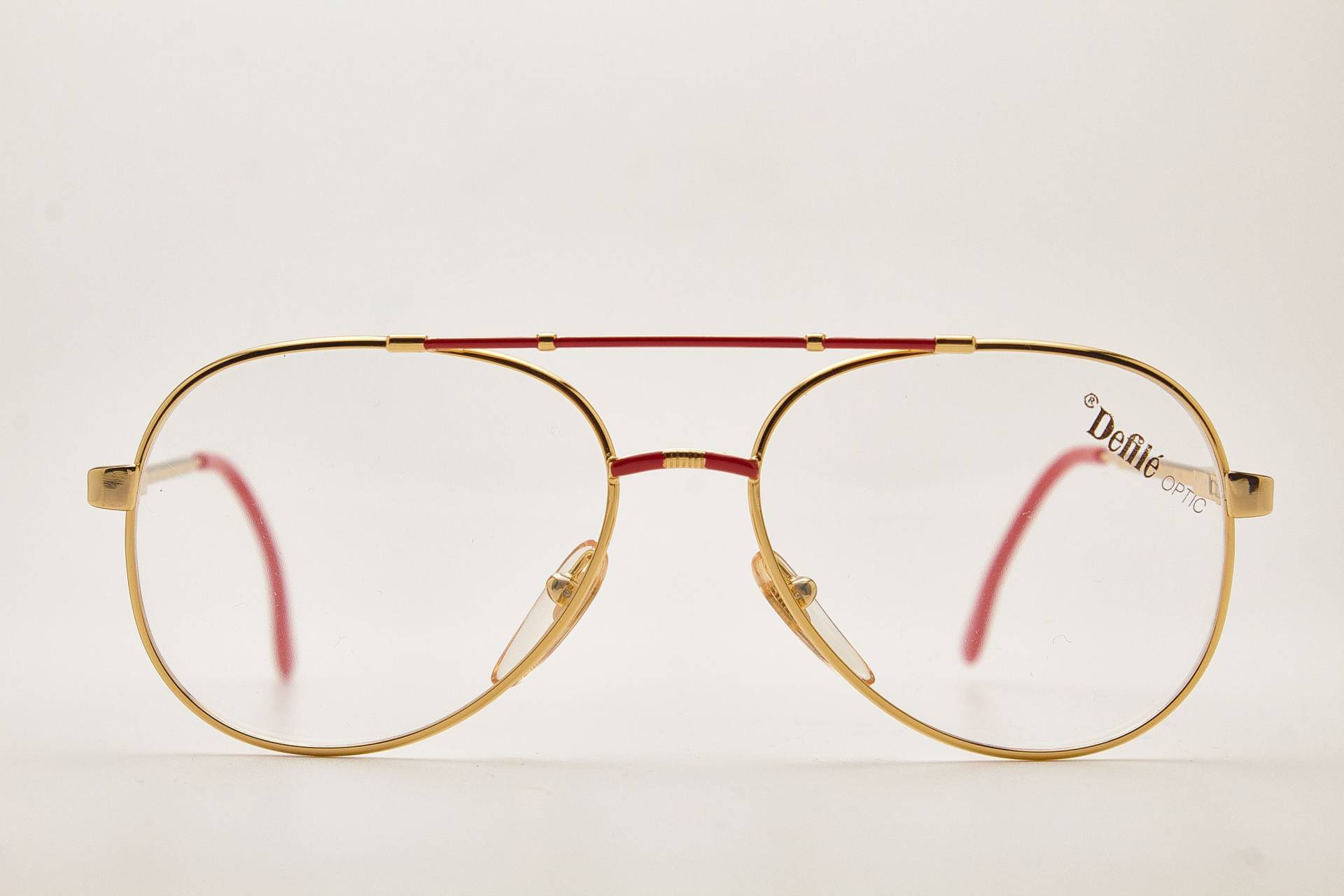 1980Er Jahre Brille/Men's Vintage Eyewear Defile Optic Red/Gold Metal Frame/Hipster Brille/ Piloten Sonnenbrille/ Oversize Fliegerbrille von VintageGlassesVault
