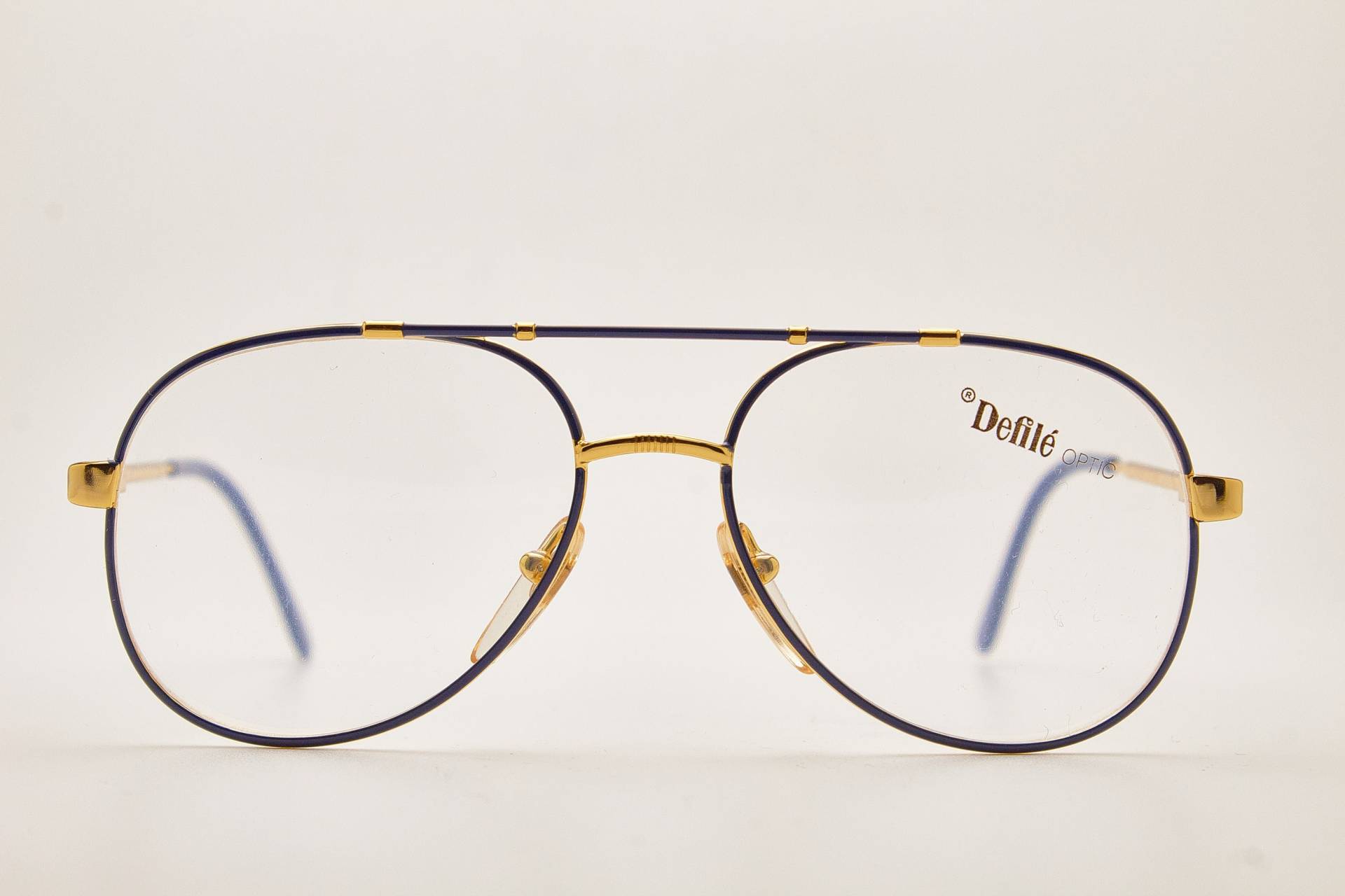 1980Er Jahre Brille/Men's Vintage Eyewear Defile Optik Blau/Gold Metallrahmen/Hipster Brille/Oversize Pilotenbrille/Fliegerbrille von VintageGlassesVault