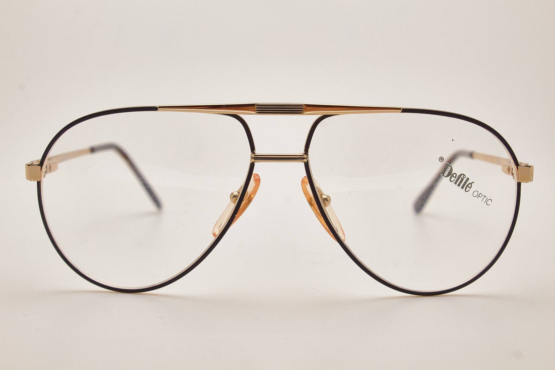 1980Er Jahre Brille/Men's Vintage Eyewear Defile Optik Gold Metallrahmen/Hipster Brille/ Piloten Sonnenbrille/ Oversize Fliegerbrille von VintageGlassesVault