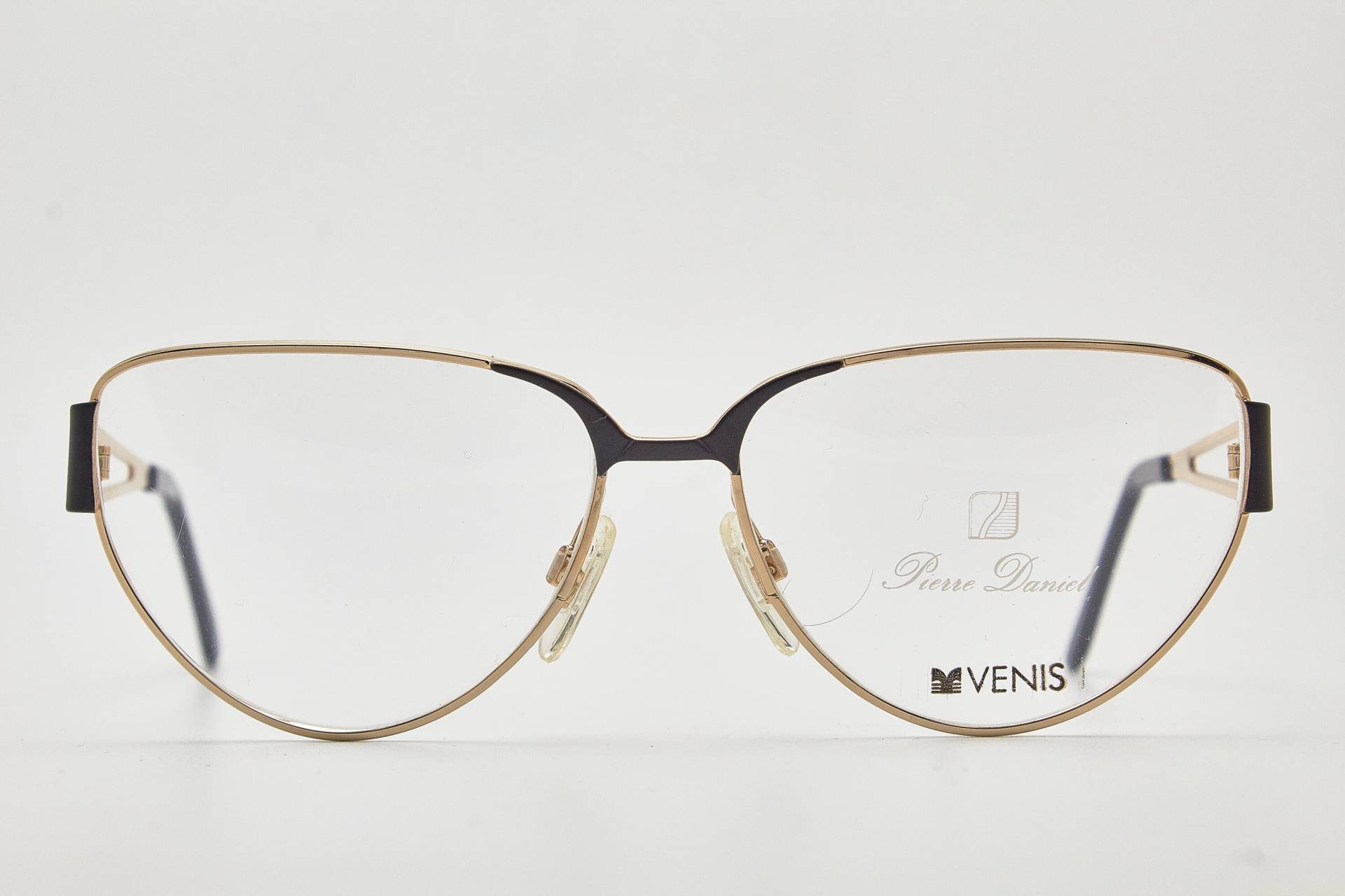 80Er Vintage Frau Steampunk Brillen Pierre Daniel Venis 4252 Schwarz/Poliert Gold Metall Hipster Rahmen Schmetterling Sonnenbrille von VintageGlassesVault