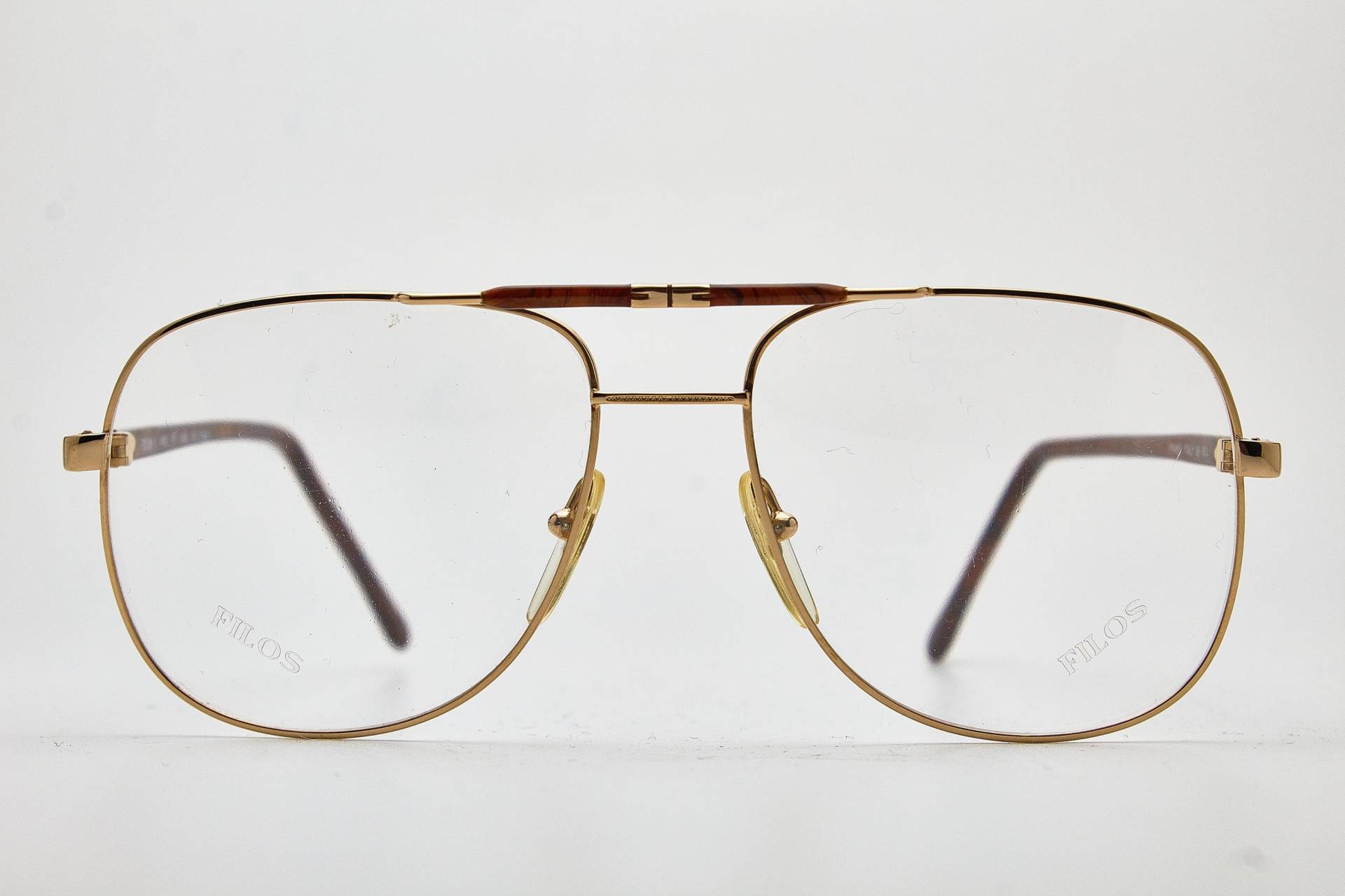 80Er Vintage Herren Brille Filos 4852 Pilotenbrille/Oversize Sonnenbrille Braun/Gold Mit Rahmen, Braun/Gold, Fliegerbrille 1980Er von VintageGlassesVault