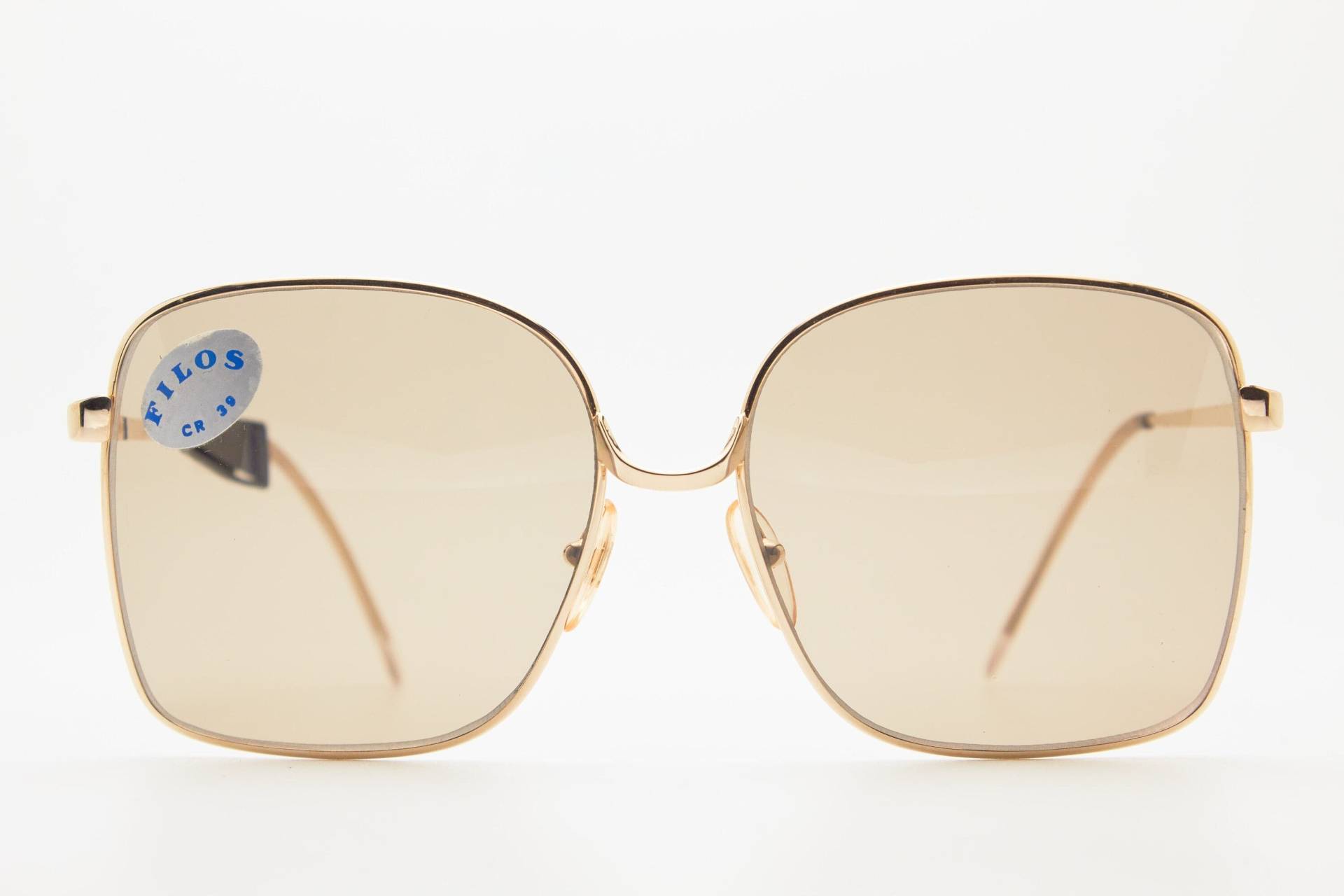 Back To 80Er Vintage Sonnenbrille Filos 2727 60-17 Braune Gläser Gold Poliert Metallrahmen Hipster Pilot Elegante Oversize Brille von VintageGlassesVault