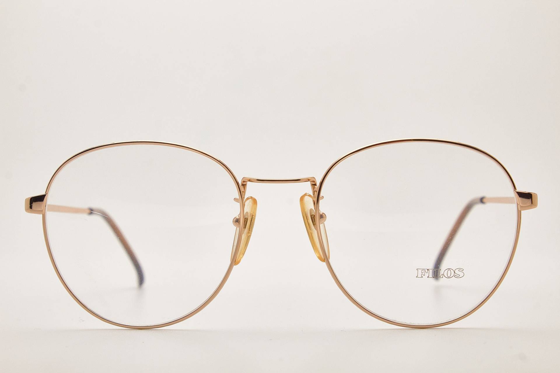 Filos 5781 1A07 53-20 Braun/Poliertes Gold Rundes Gestell Vintage Brillen Runde 1990Er Jahre von VintageGlassesVault