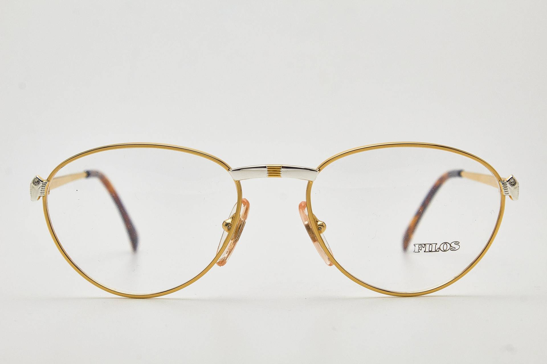 Filos 6167 Gold Ovale Brille-Goldene Brille-Ovale Brille-Vintage Brille-Für Goldene Sonnenbrillen-Ovale Brille 1980Er Jahre-Gold Brillen von VintageGlassesVault