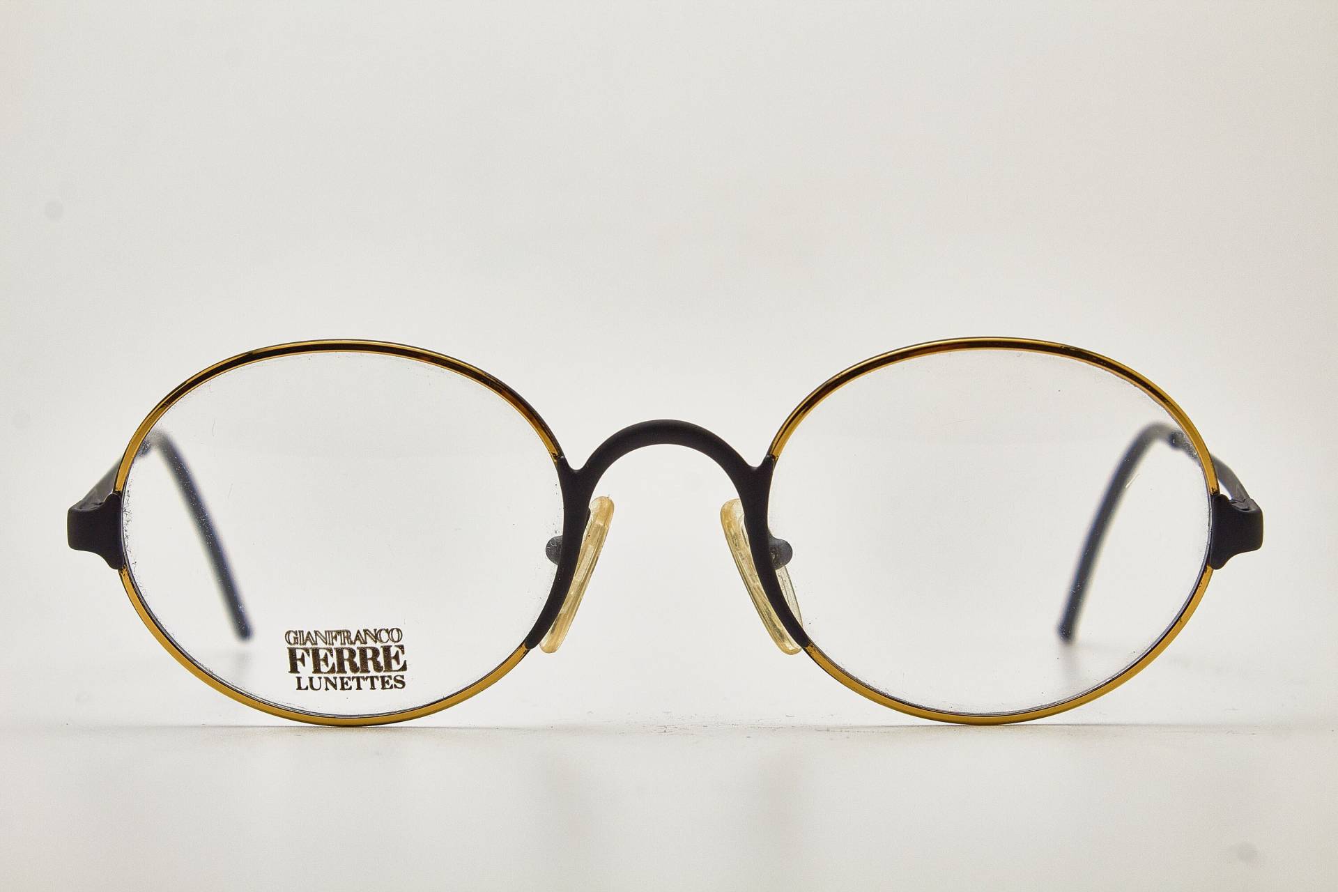 Gianfranco Ferre Gff50/N Schwarz Gold Ovale Fassung/Goldene Gläser/Ovale Gläser/Vintage Brillen/1980Er Sonnenbrillen/Ovale Brillen 1980Er Jahre von VintageGlassesVault