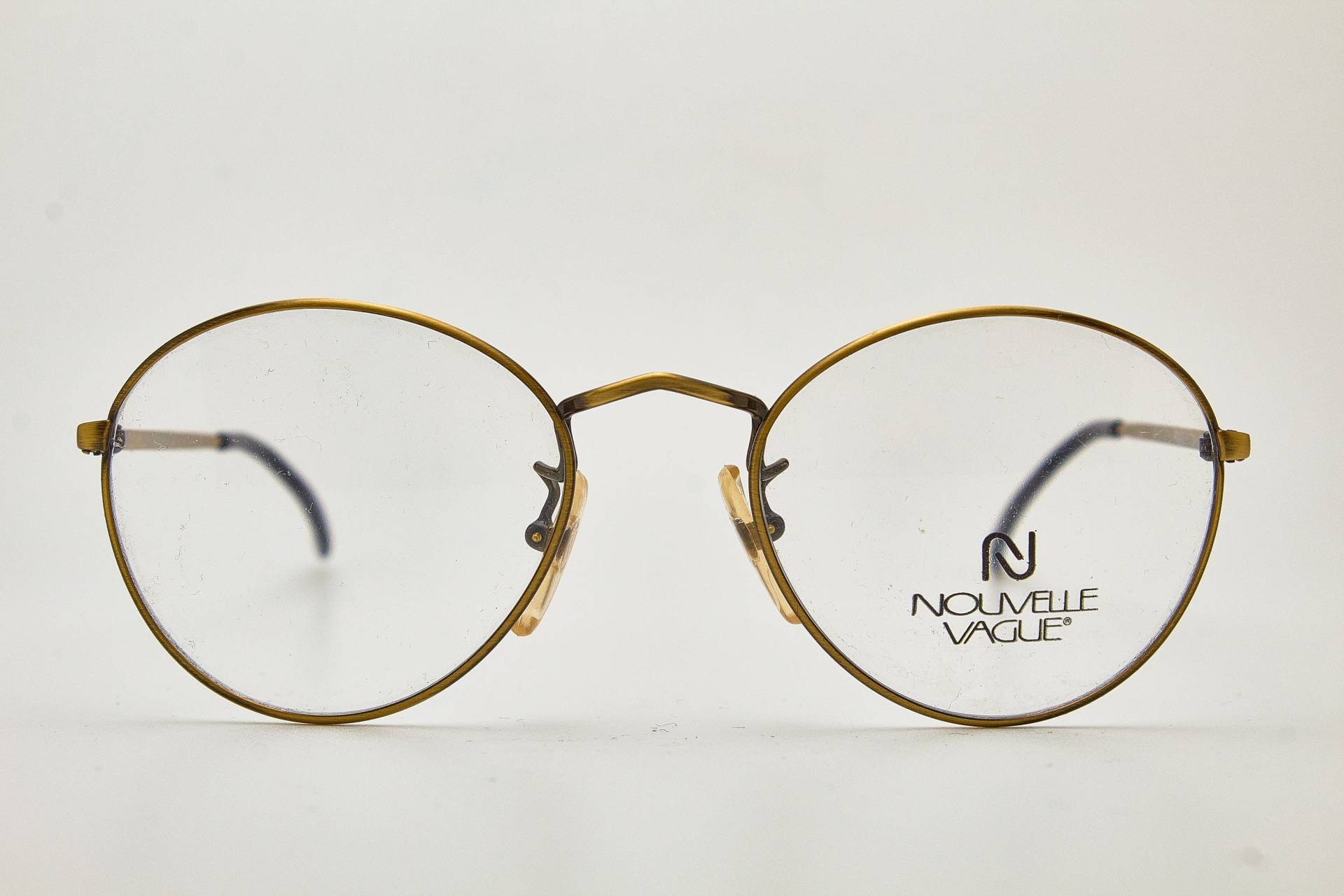 Runde Brille 1980Er Jahre Nouvelle Vague Bruce Gold Frame/Hipster Brille/Runde Brille/Vintage von VintageGlassesVault