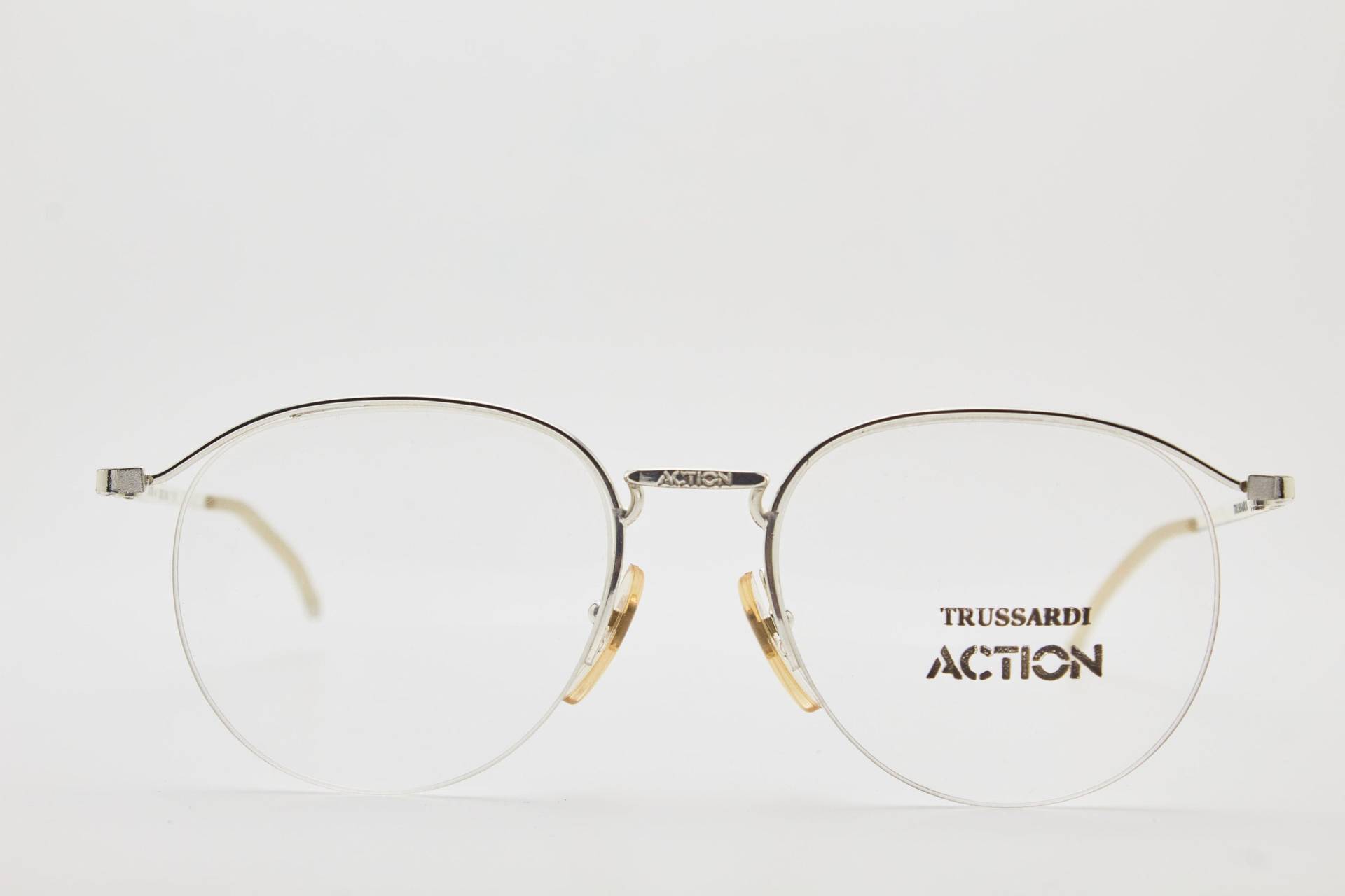 Runde Brille 1980Er Jahre Trussardi Action Atr4 Silver Frame/Hipster Brillen/Runde Brillen/Vintage Brillen/1980Er Sonnenbrillen/Runde Brillen von VintageGlassesVault