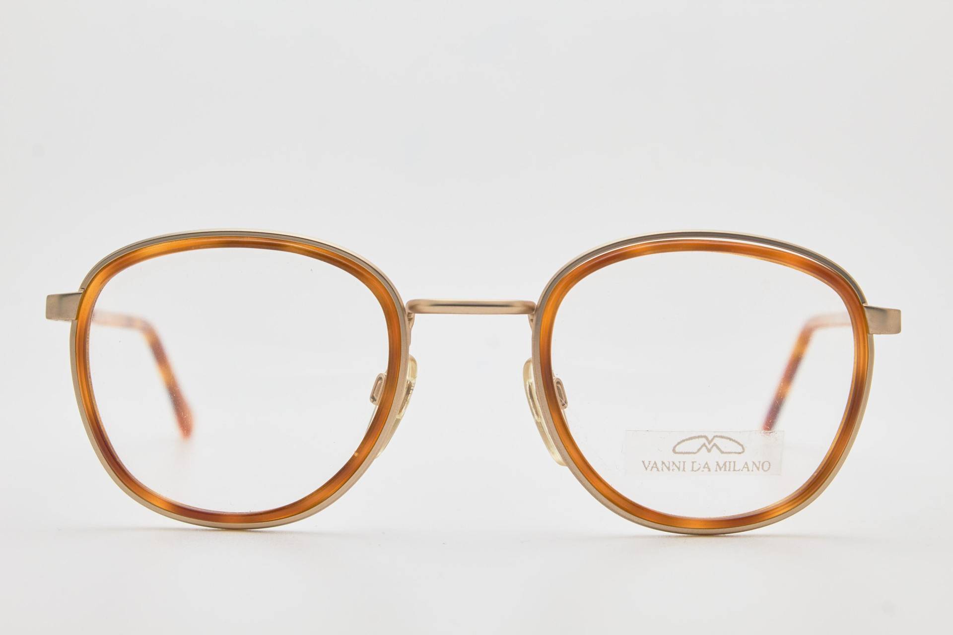 Vanni Di Milano Brille Diplomatico C62 Braun Gold Rahmen/Hipster Brillen/Runde Brillen/Vintage Brillen/1980Er Jahre Sonnenbrillen/Runde Brillen von VintageGlassesVault