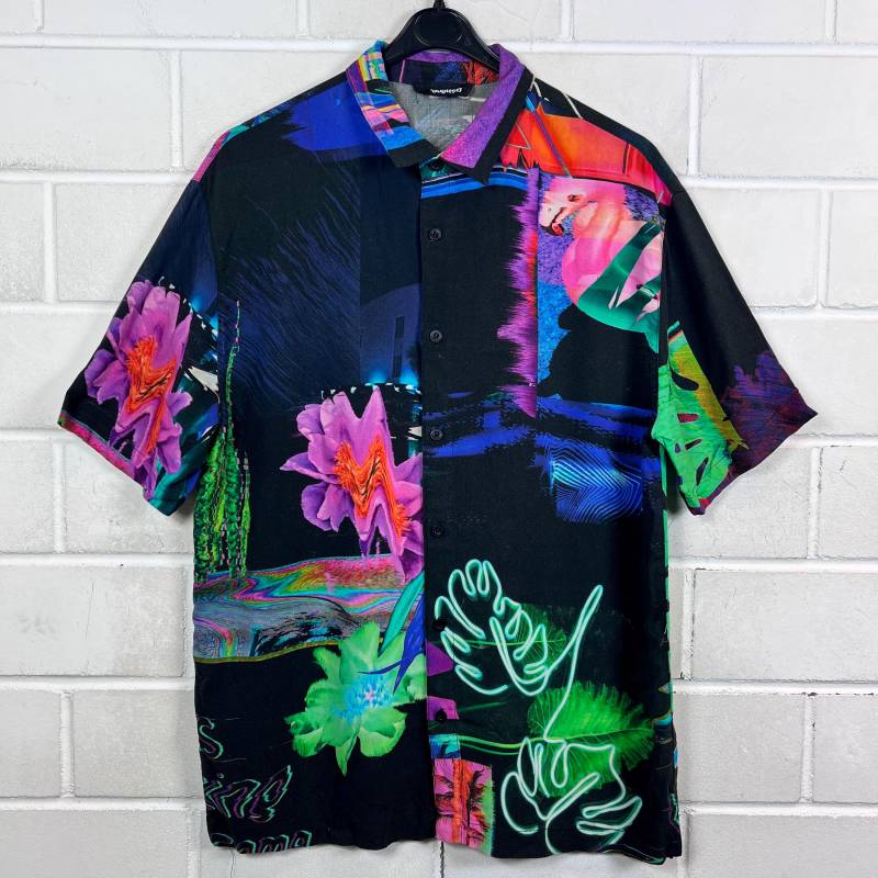 Desigual Shirt Size S Crazy Pattern Hemd Flamingo Kurzarm Shortsleeved Secondhand von VintageGoereBerlin