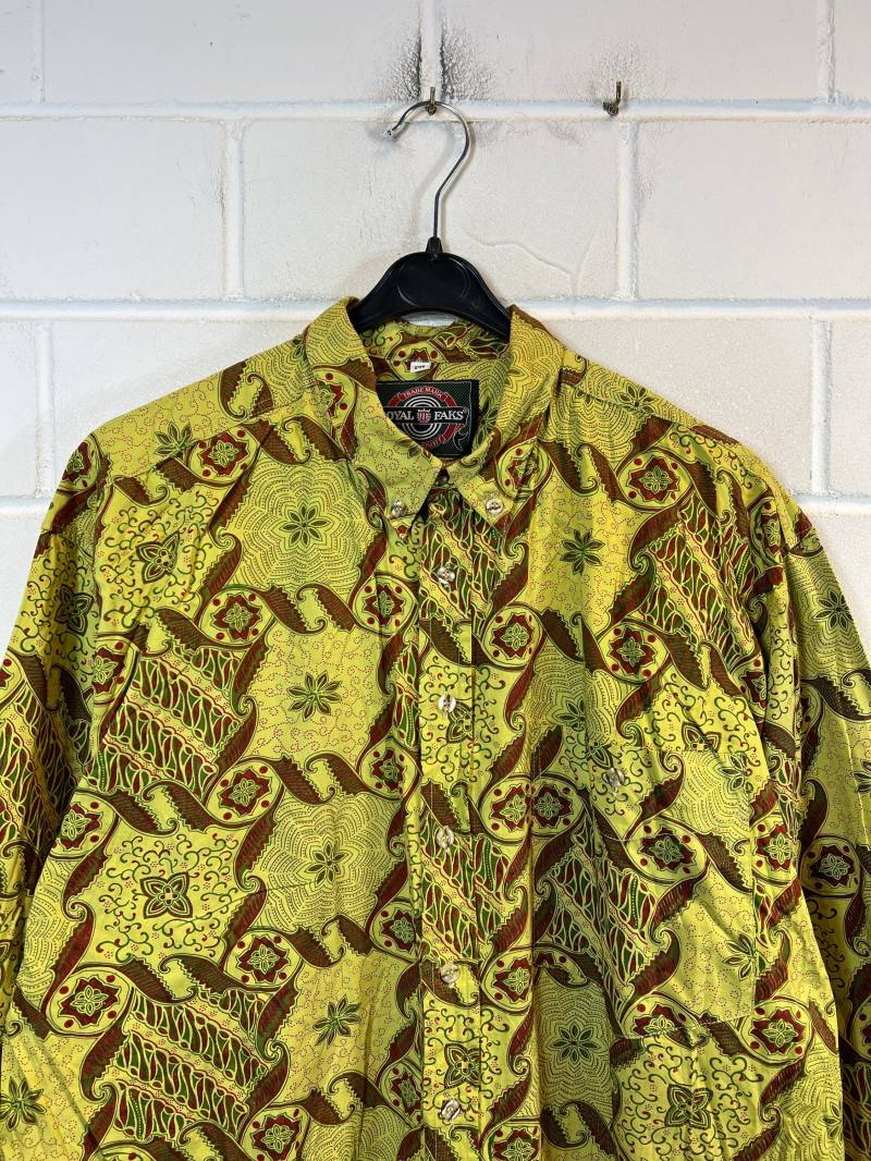Vintage 80S Shirt Size Xl Crazy Pattern Cotton Hemd Langarm von VintageGoereBerlin
