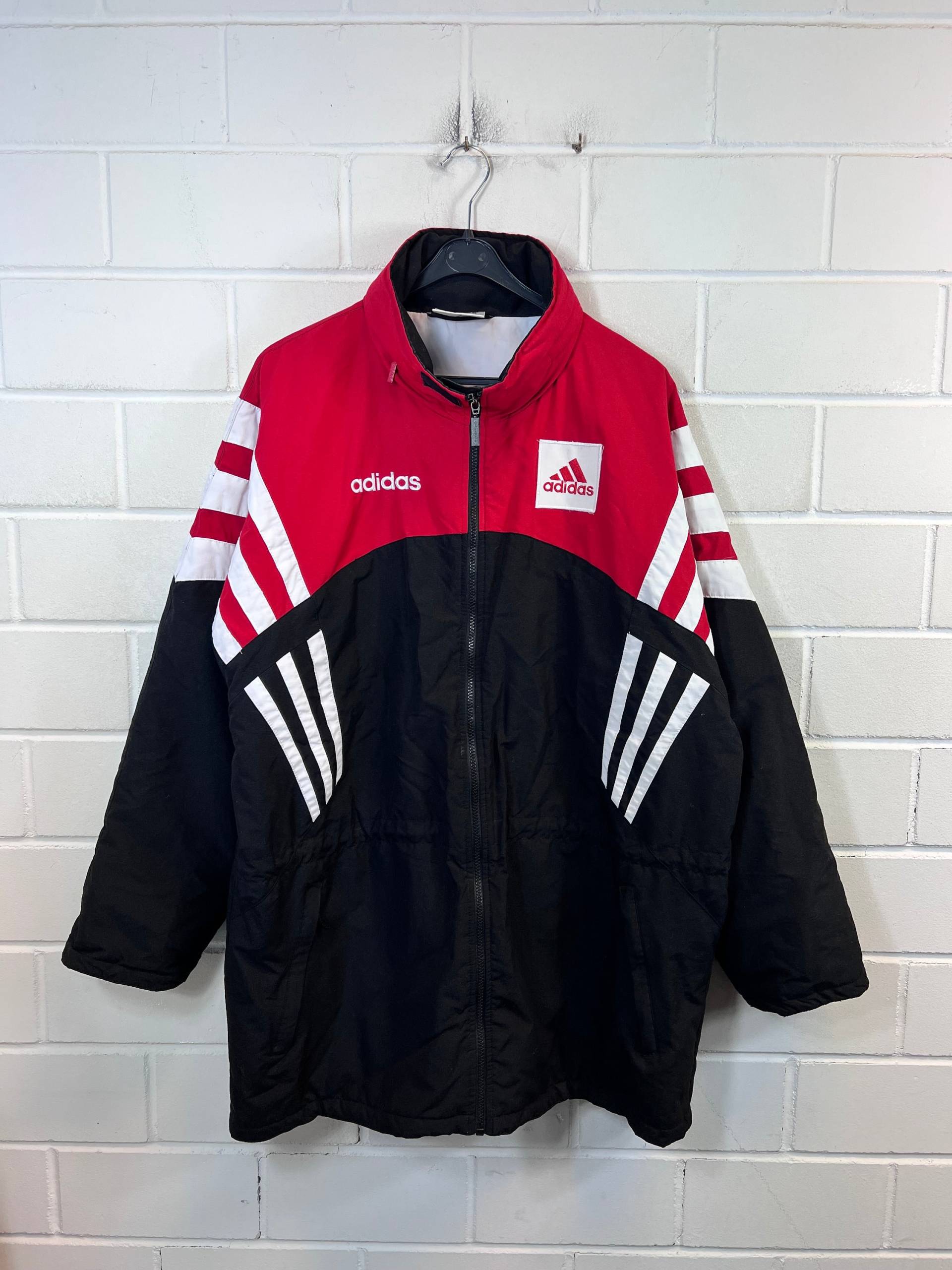 Vintage Adidas Size L Lined Parka Jacket Anorak Hoodie 90S von VintageGoereBerlin