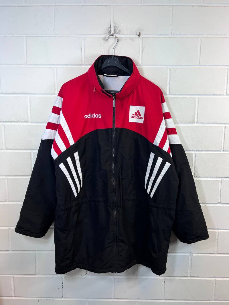 Vintage Adidas Size L Lined Parka Jacket Anorak Hoodie 90S von VintageGoereBerlin