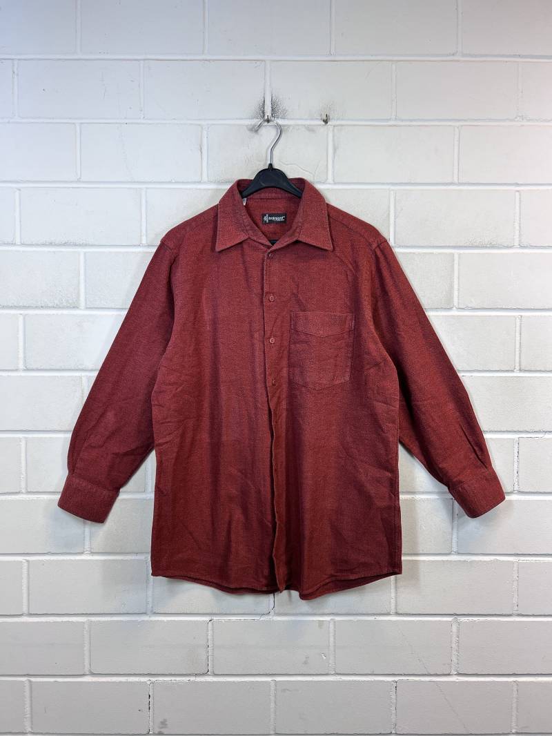 Vintage Basic Shirt Size S Cotton Hemd Flanellhemd Fischgrätenmuster Longsleeved Langarm 80S 90S von VintageGoereBerlin