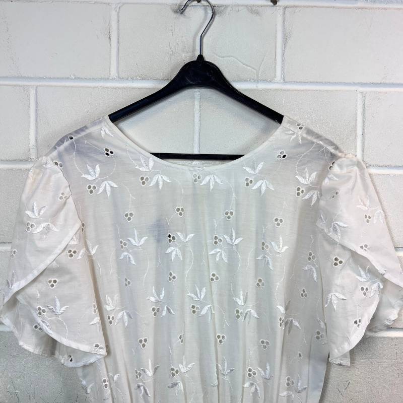 Vintage Dress Women's Size L Folklore Lochspitze Made in West Germany White 80S 90S von VintageGoereBerlin