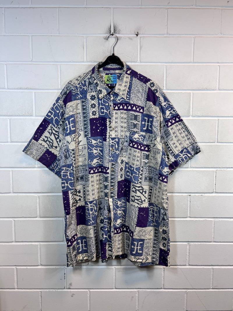 Vintage Ethno Shirt Size Xl - 3Xl Crazy Pattern Hemd Kurzarm Shortsleeved 80S 90S von VintageGoereBerlin
