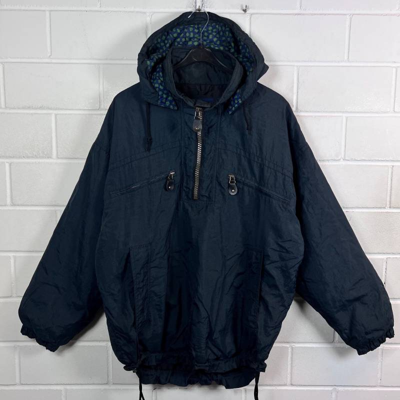 Vintage Etirel Size S - M Lined Jacket Windbreaker Parka Hoodie Black 80S 90S von VintageGoereBerlin