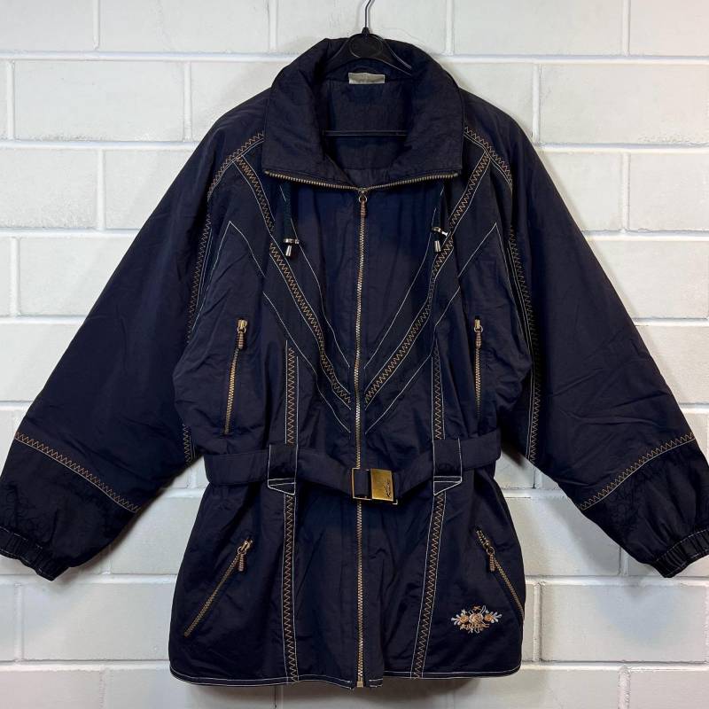 Vintage Killtec Ski Jacket Women's Size L Pattern Snowboard Lined Skijacke Black 80S 90S von VintageGoereBerlin