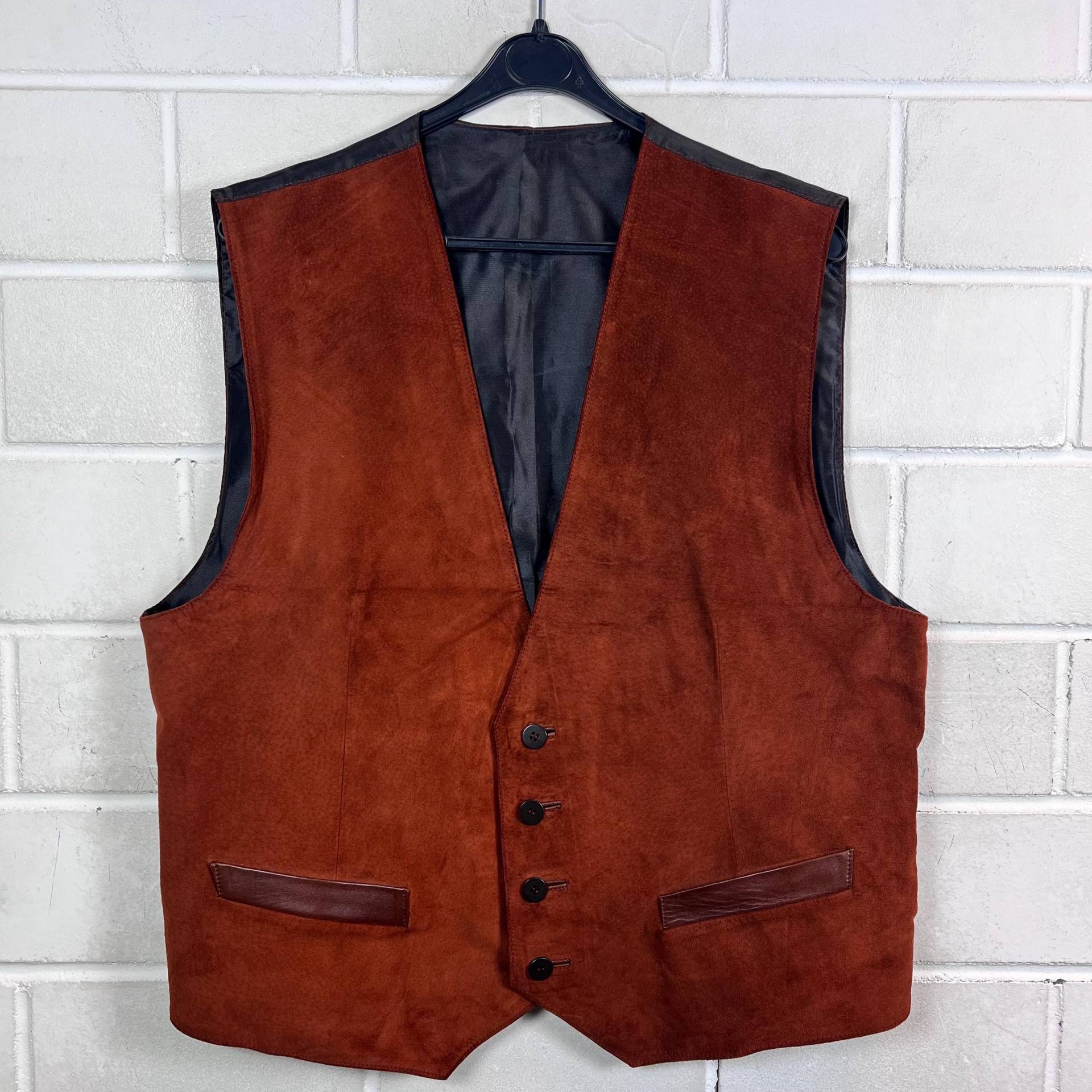 Vintage Men's Size L Suede Leather Vest Weste Wildleder Hippie Festival 80S 90S von VintageGoereBerlin