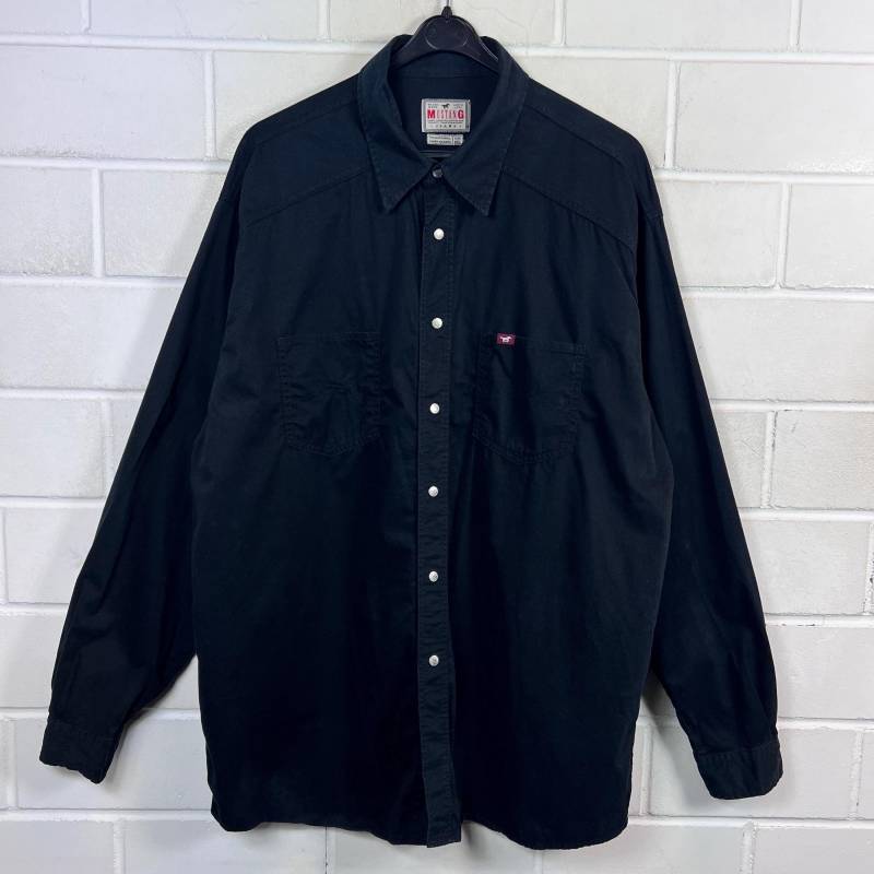 Vintage Mustang Shirt Size Xxl Cotton Hemd Langarmhemd Baumwollhemd Longsleeved Schwarz 80S 90S von VintageGoereBerlin