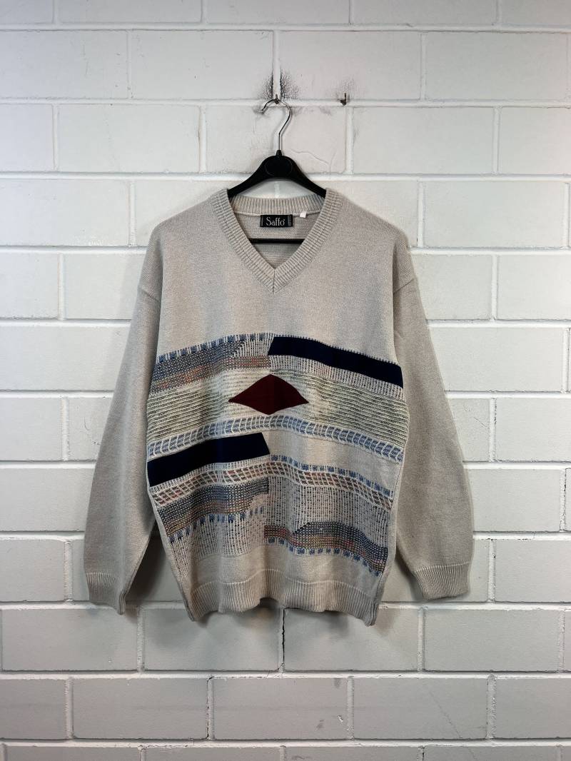 Vintage Pullover Size M/L Crazy Pattern Sweater 80S 90S von VintageGoereBerlin