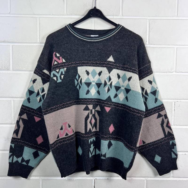 Vintage Pullover Size S Crazy Pattern Knit Sweater Jumper 80S 90S von VintageGoereBerlin