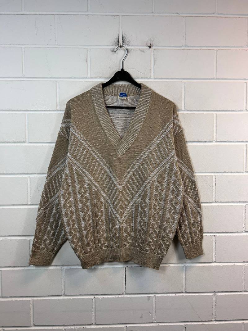 Vintage Pullover Size S Crazy Pattern Sweater V-Neck 80S 90S von VintageGoereBerlin