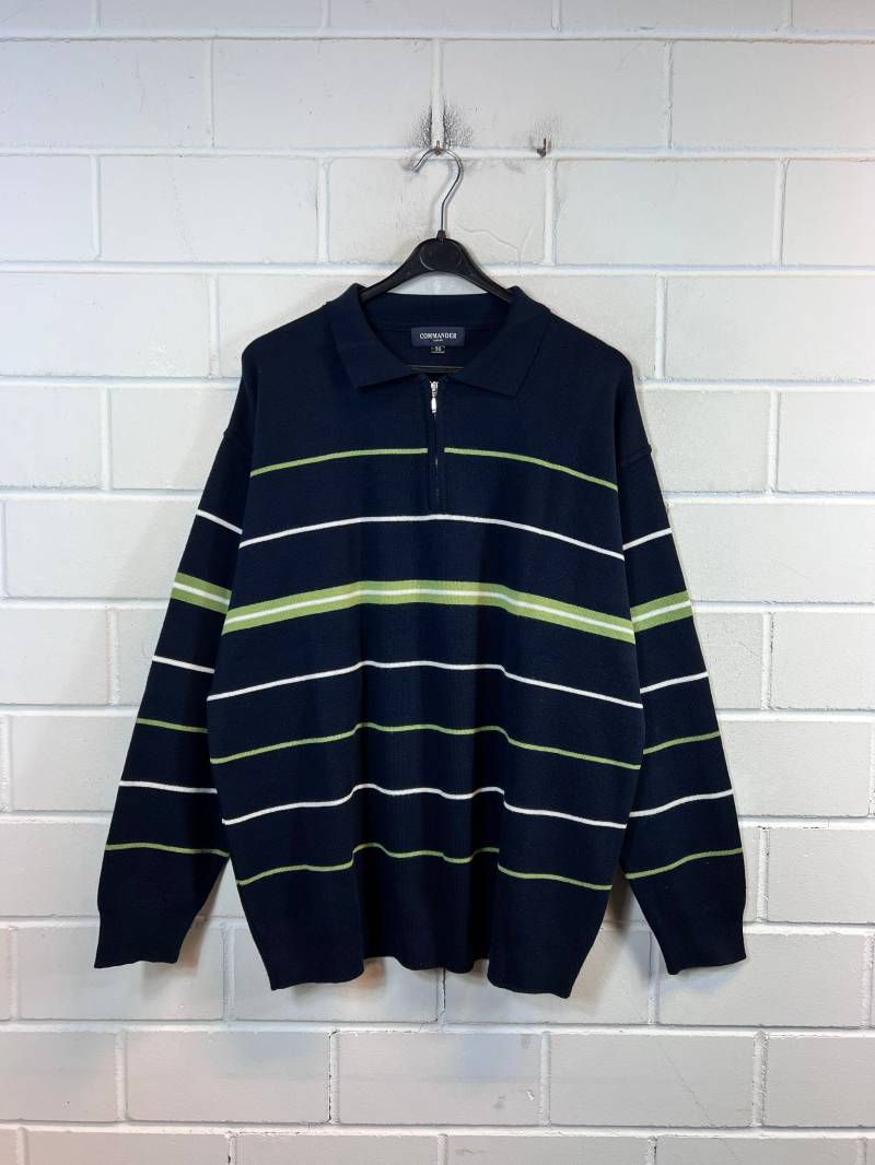 Vintage Pullover Size Xxl Knit Sweater Quarterzip Stripes 90S Y2K von VintageGoereBerlin