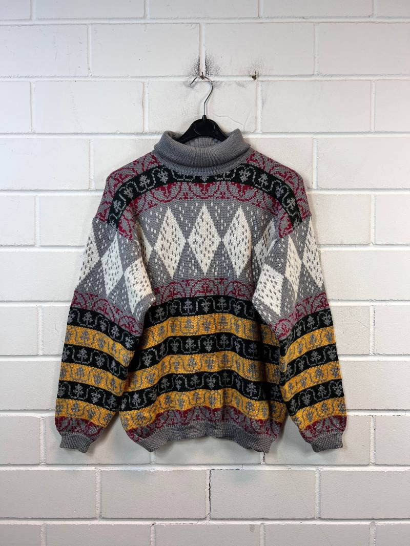 Vintage Pullover Women Size M | 38 Crazy Pattern Sweater Rollneck 80S 90S von VintageGoereBerlin
