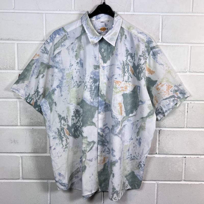 Vintage Shirt Size L Crazy Pattern Batik Hemd Bluse Unisex Kurzarm Shortsleeved 80S 90S von VintageGoereBerlin