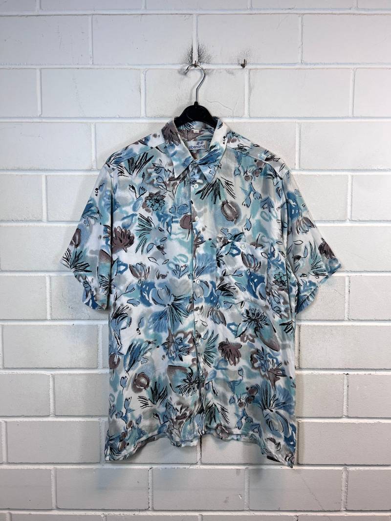 Vintage Shirt Size L Crazy Pattern Hemd Bluse Unisex Oversize Kurzarm 80S 90S von VintageGoereBerlin