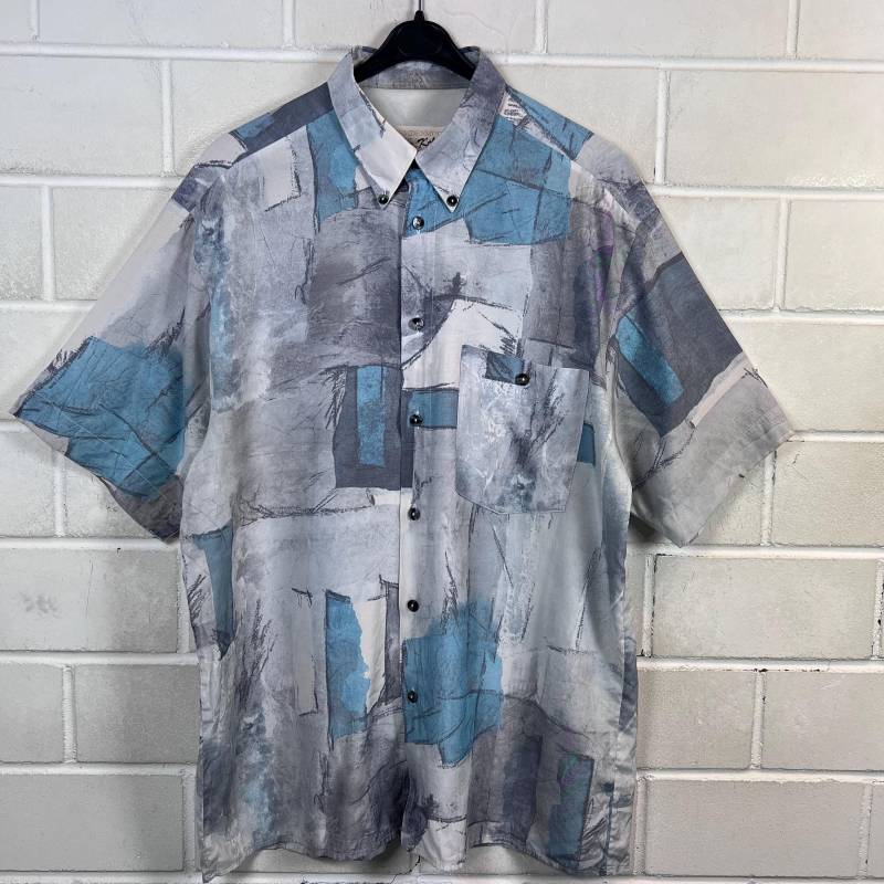 Vintage Shirt Size L Crazy Pattern Hemd Kurzarmshirt Shortsleeved 80S 90S von VintageGoereBerlin