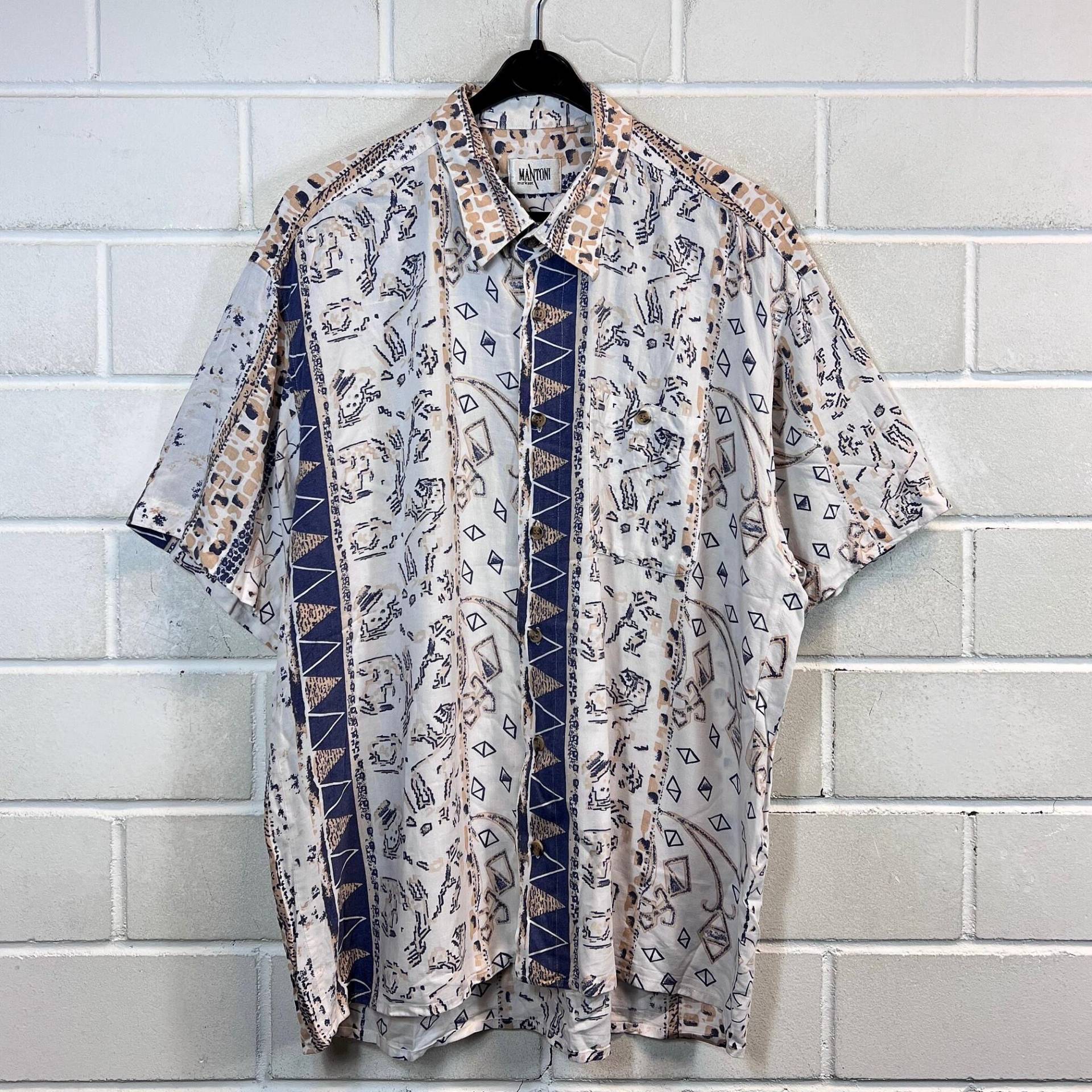 Vintage Shirt Size L Crazy Pattern Hemd Unisex Bluse Oversize Viscose Kurzarm Shortsleeved 80S 90S Vintage Shirt Size L Crazy Pattern Hemd Unisex Bluse Oversize Viscose Kurzarm Shortsleeved 80S 90S von VintageGoereBerlin