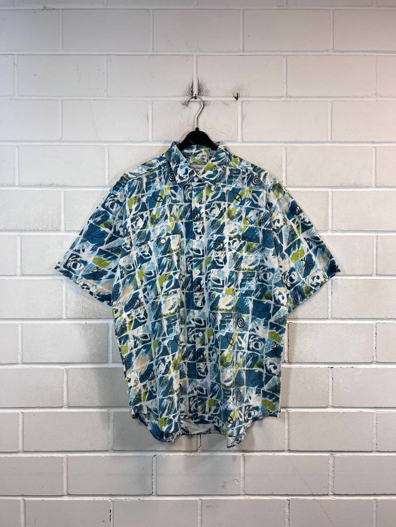 Vintage Shirt Size L - Xl Crazy Pattern Cotton Hemd Unisex Kurzarm Shortsleeved 80S 90S von VintageGoereBerlin