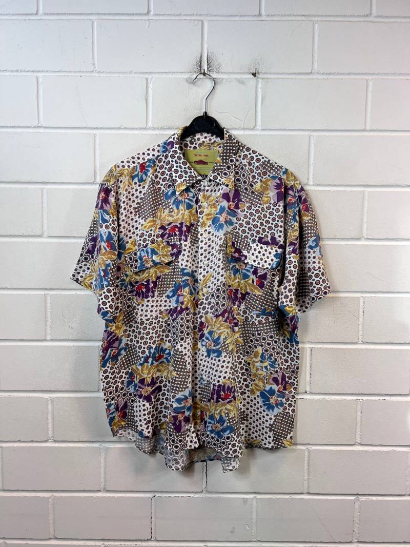 Vintage Shirt Size L - Xl Crazy Pattern Hemd Bluse Unisex Oversize Kurzarm 80S 90S von VintageGoereBerlin