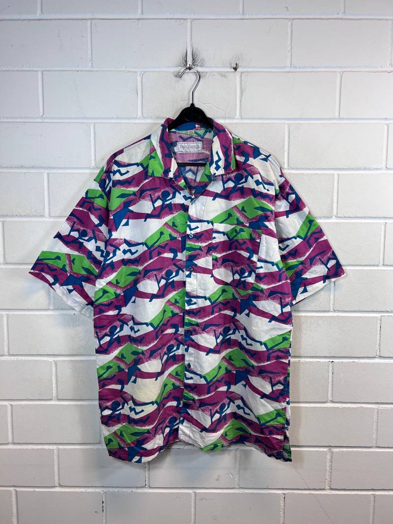 Vintage Shirt Size L - Xl Crazy Pattern Hemd Oversize Kurzarm 80S 90S von VintageGoereBerlin
