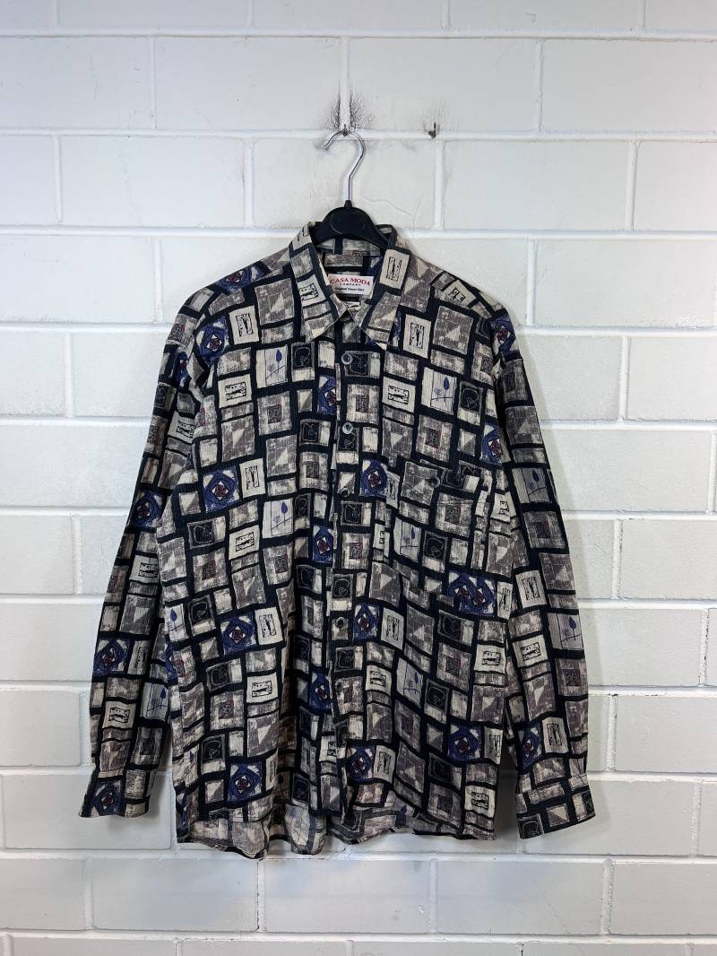 Vintage Shirt Size M - L Crazy Pattern Cotton Hemd Langarm Oversize Unisex 80S 90S von VintageGoereBerlin