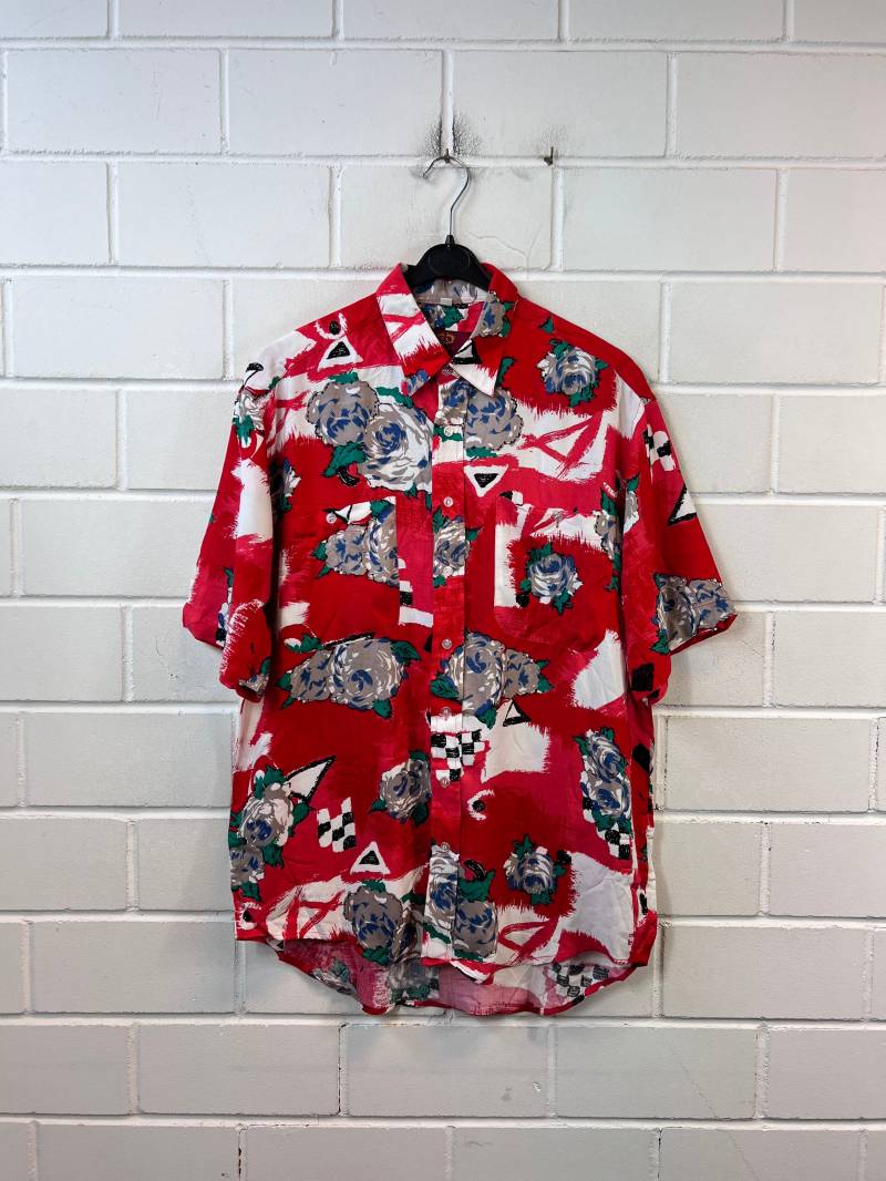 Vintage Shirt Size M - L Crazy Pattern Hemd Bluse Unisex Oversize Kurzarm 80S 90S von VintageGoereBerlin
