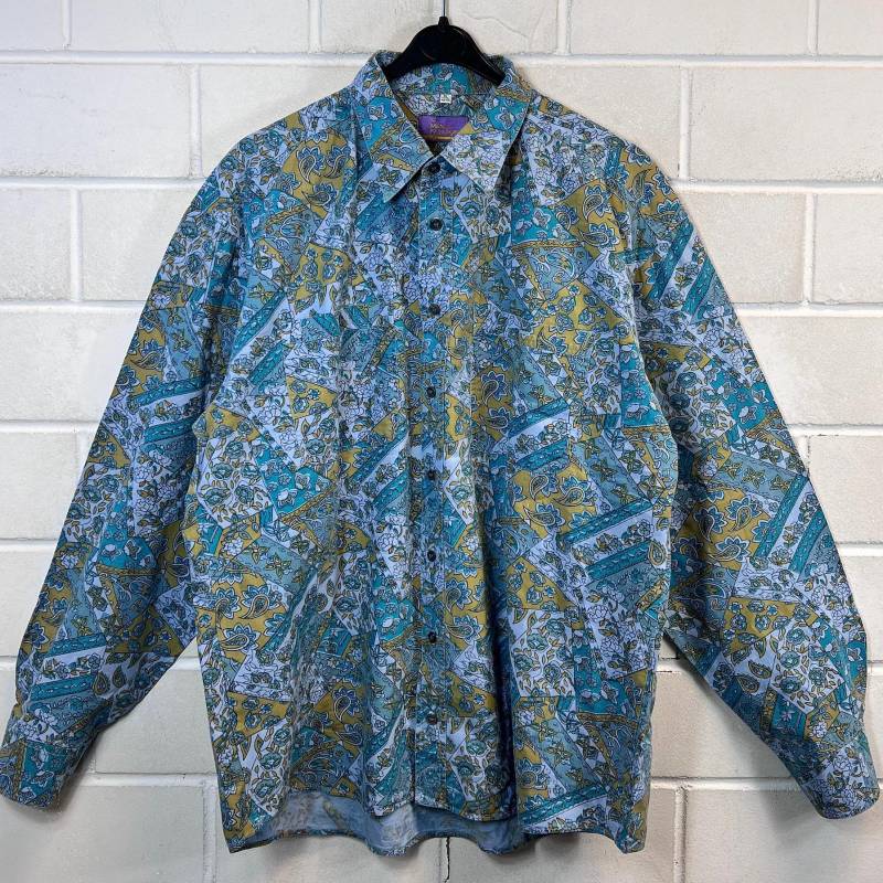 Vintage Shirt Size Xl Crazy Pattern Paisley Hemd Langarm Longsleeved 80S 90S von VintageGoereBerlin