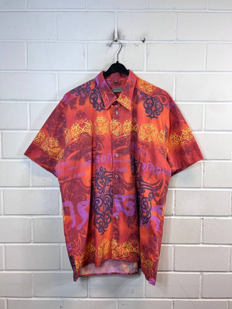 Vintage Shirt Size Xl - Xxl Crazy Pattern Hemd Oversize Unisex Bluse Kurzarm 80S 90S von VintageGoereBerlin