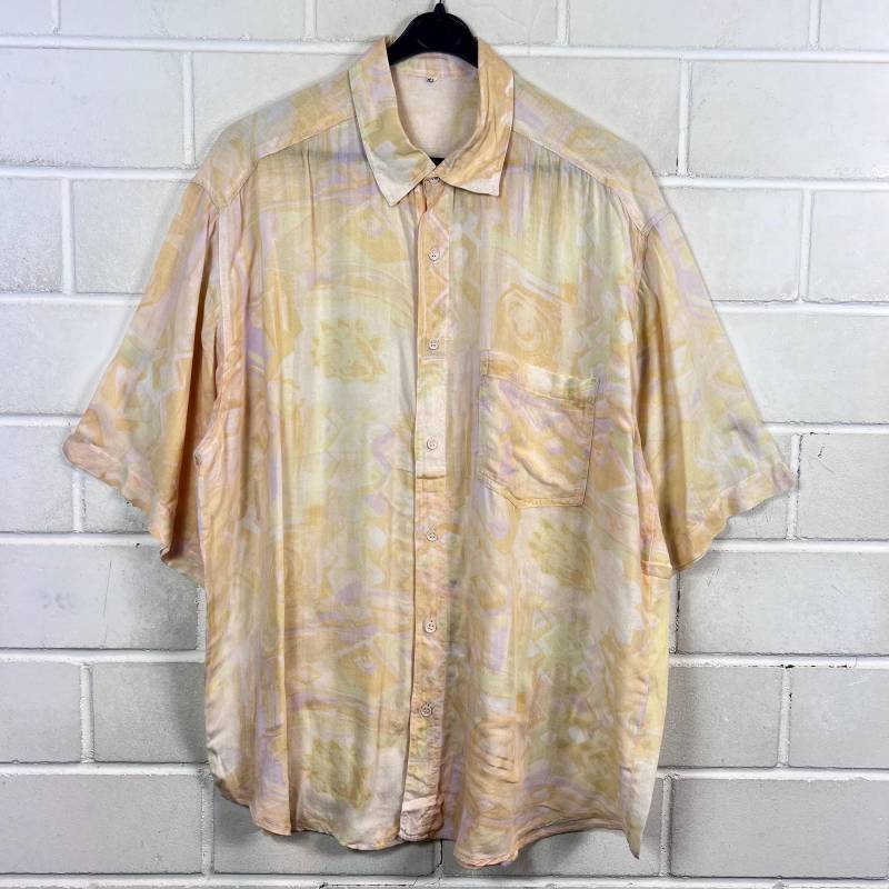 Vintage Shirt Size Xl - Xxl Crazy Pattern Viscose Hemd Oversize Unisex Bluse Kurzarm Pastell 80S 90S von VintageGoereBerlin
