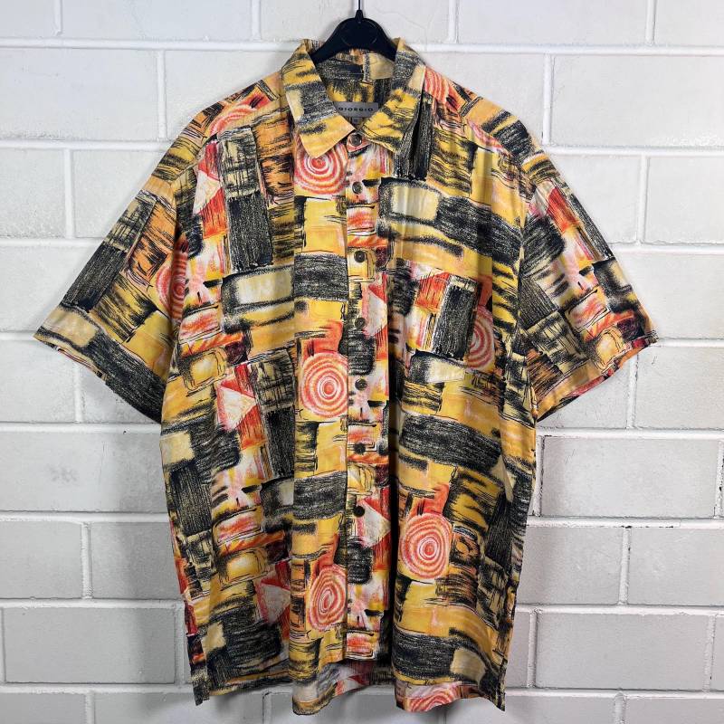 Vintage Shirt Size Xxl Crazy Pattern Cotton Viscose Hemd Oversize Unisex Kurzarm 80S 90S von VintageGoereBerlin