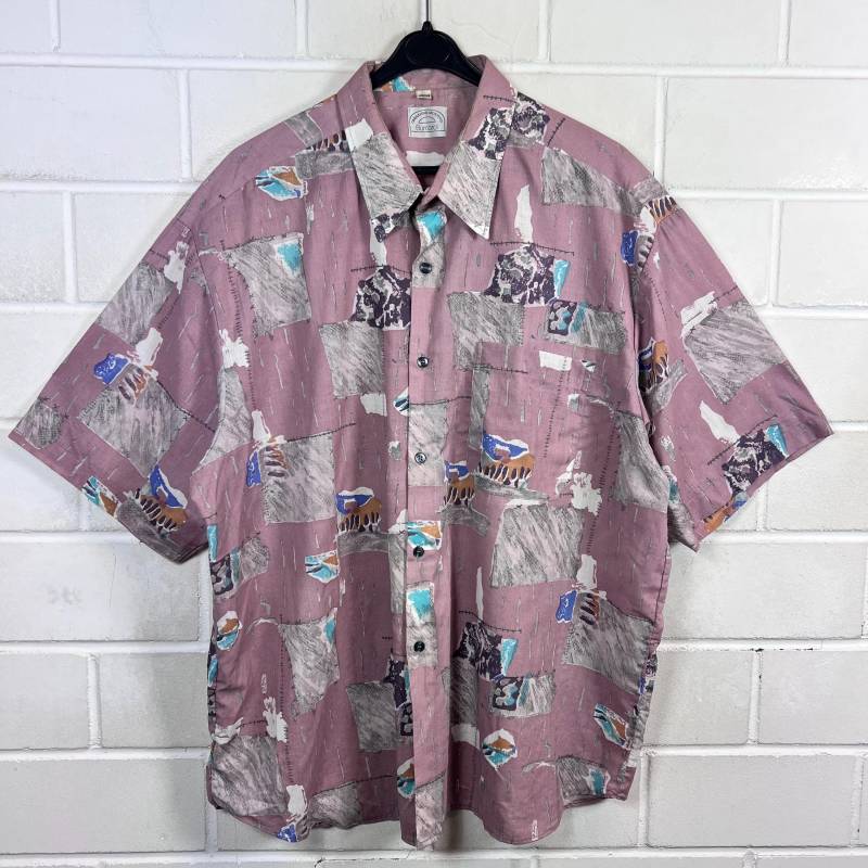 Vintage Shirt Size Xxl Crazy Pattern Hemd Bluse Unisex Kurzarm Shortsleeved 80S 90S von VintageGoereBerlin
