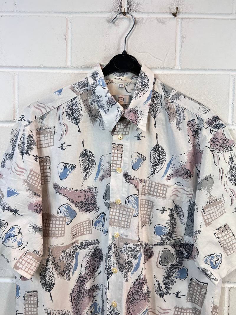 Vintage Size L Crazy Pattern Cotton Shirt Short Sleeves 80S 90S von VintageGoereBerlin