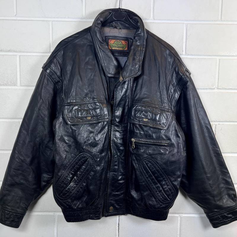 Vintage Size L Leather Jacket Blouson Bomber Vest Black 80S 90S von VintageGoereBerlin