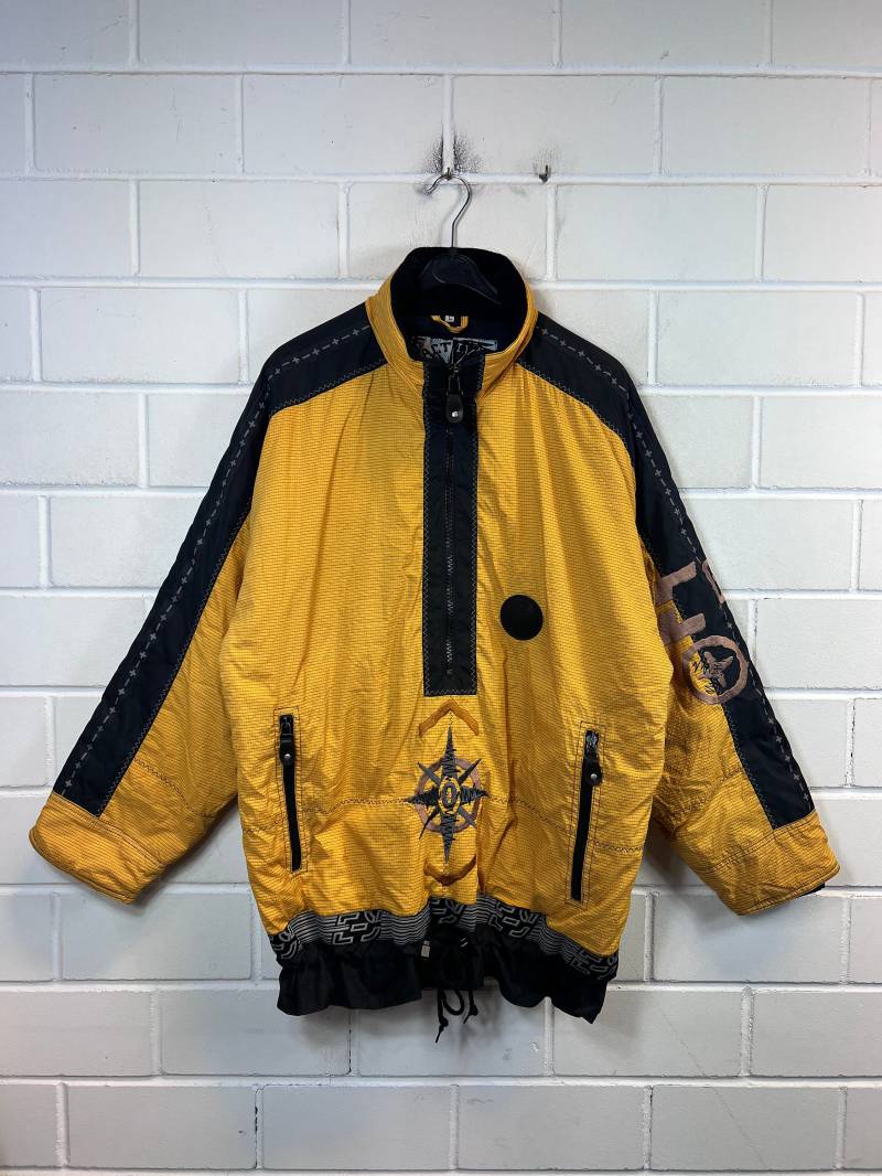 Vintage Size L - Xxl Lined Jacket Transitional Halfzip Yellow 80S 90S von VintageGoereBerlin
