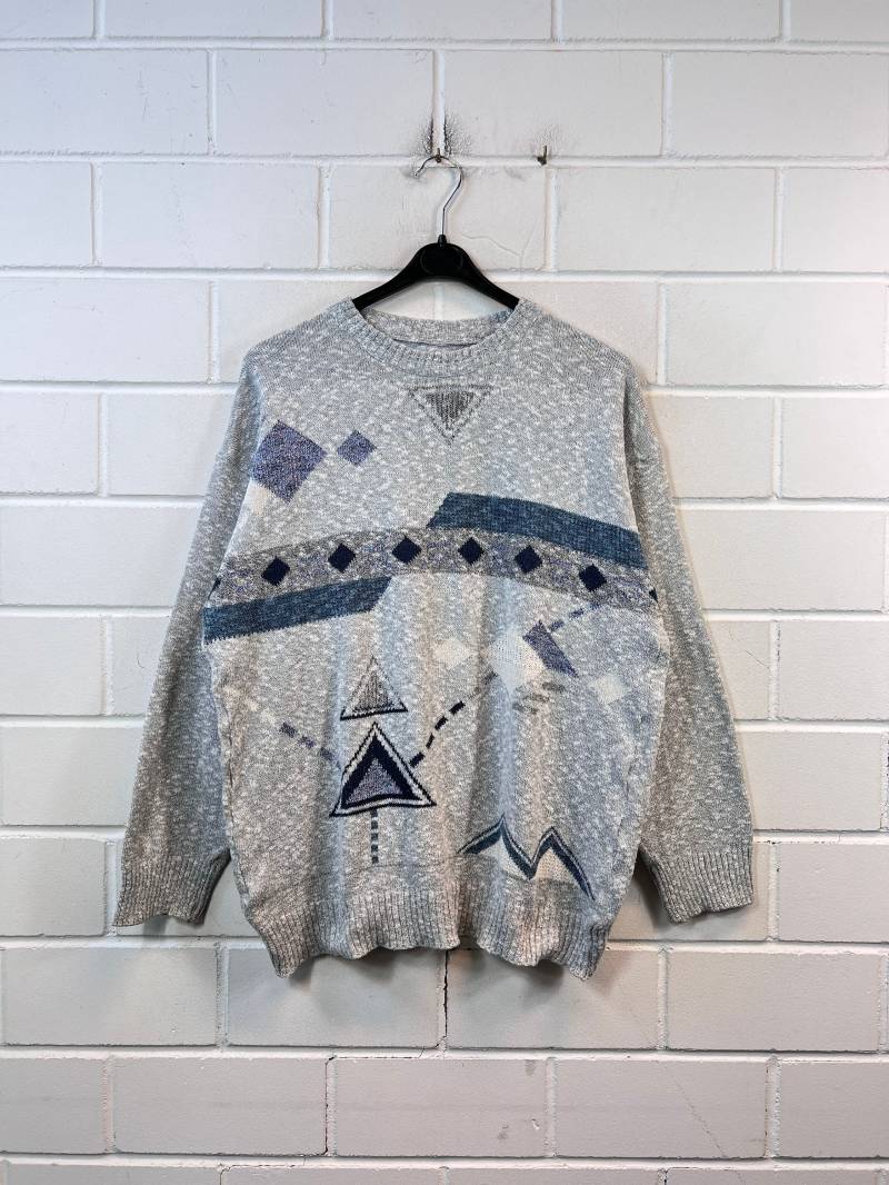 Vintage Size M Crazy Pattern Knit Sweater Pullover 80S 90S von VintageGoereBerlin