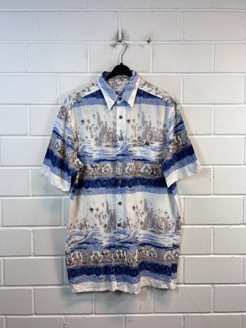 Vintage Size M Crazy Pattern Shirt Hemd Bluse Unisex Oversize Kurzarm Hawaii Print 80S 90S von VintageGoereBerlin