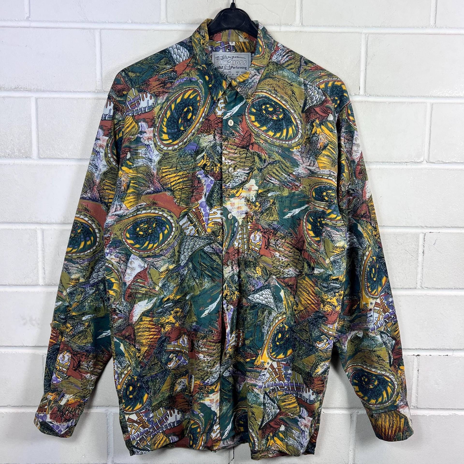Vintage Size M Crazy Pattern Shirt Hemd Langarm Longsleeved 80S 90S von VintageGoereBerlin