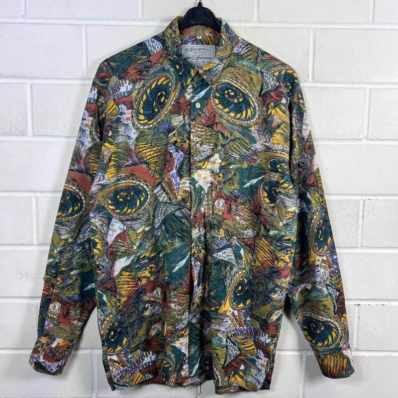 Vintage Size M Crazy Pattern Shirt Hemd Langarm Longsleeved 80S 90S von VintageGoereBerlin