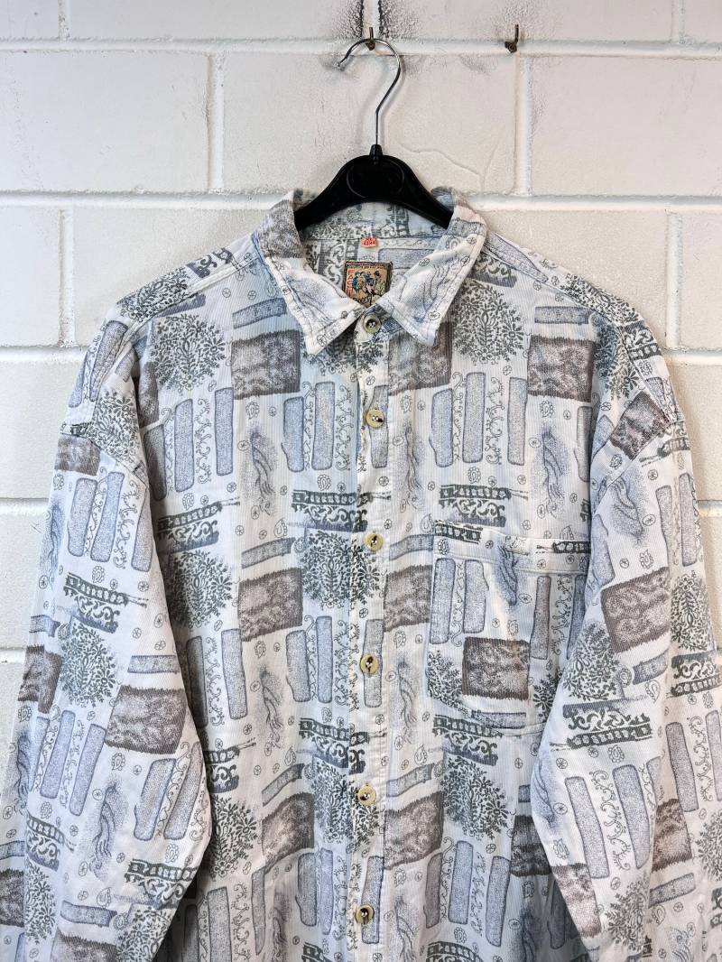 Vintage Size Xl Crazy Pattern Shirt Hemd Langarm 80S 90S von VintageGoereBerlin